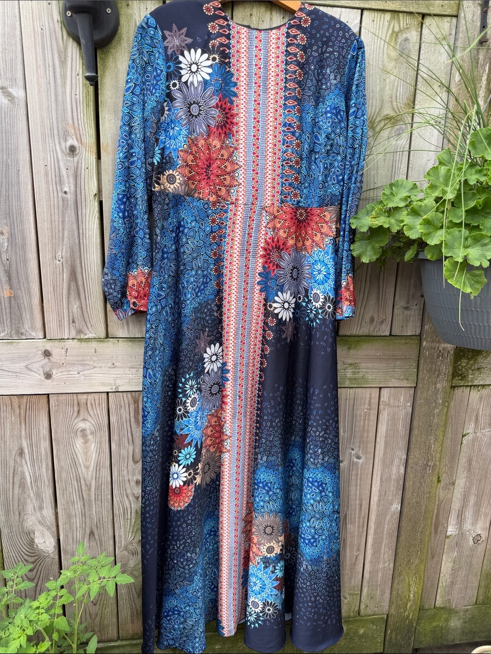 Annah Hariri Long Floral Panel Maxi Dress - Blue Multi